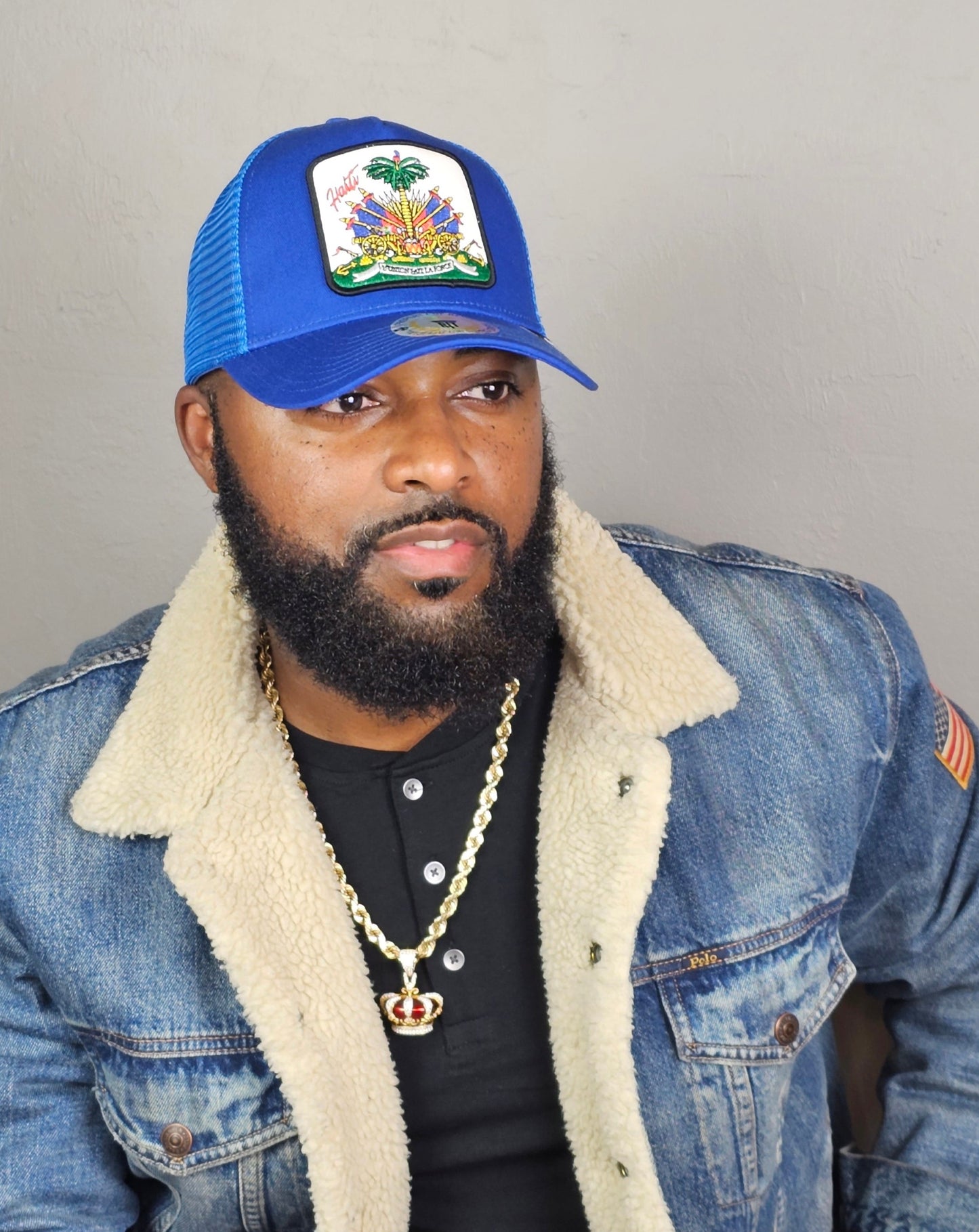 Royal Blue Haitian Crest Adjustable Mesh Snapback Hat