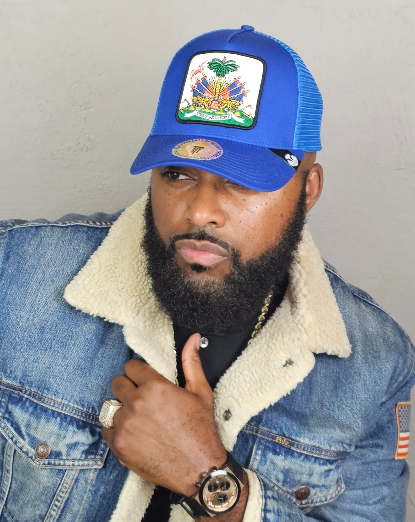 Royal Blue Haitian Crest Adjustable Mesh Snapback Hat