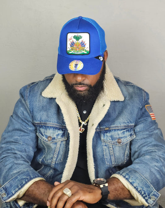 Royal Blue Haitian Crest Adjustable Mesh Snapback Hat