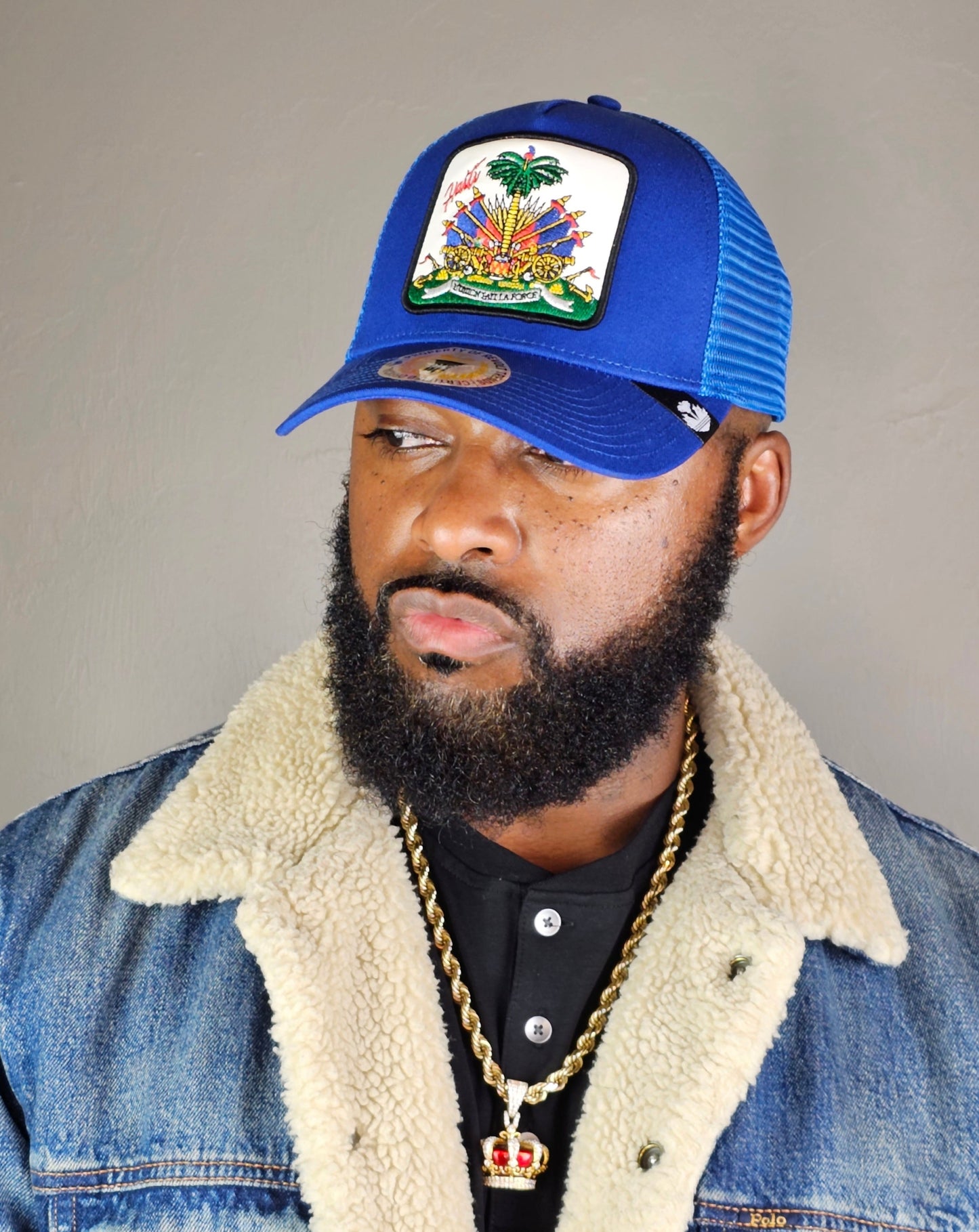 Royal Blue Haitian Crest Adjustable Mesh Snapback Hat