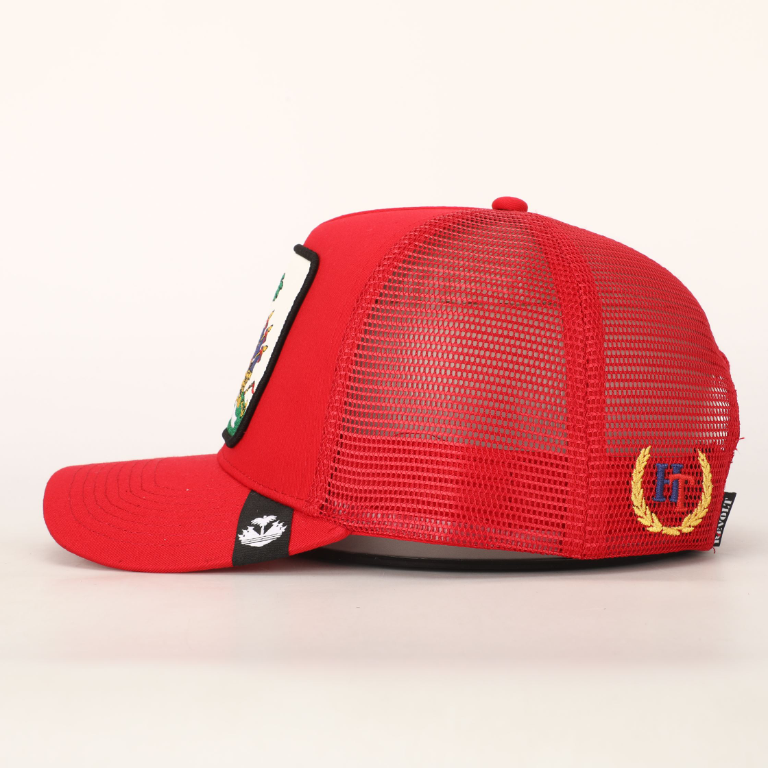 Red Haitian Crest Hat Adjustable Mesh Snapback Hat