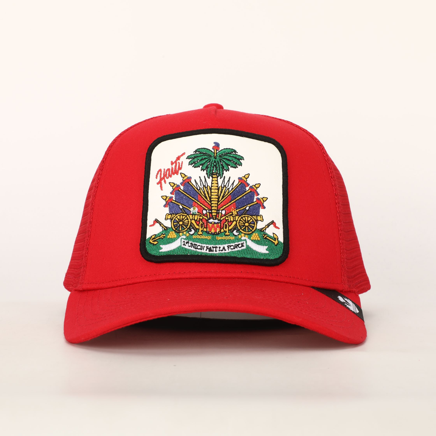 Red Haitian Crest Hat Adjustable Mesh Snapback Hat