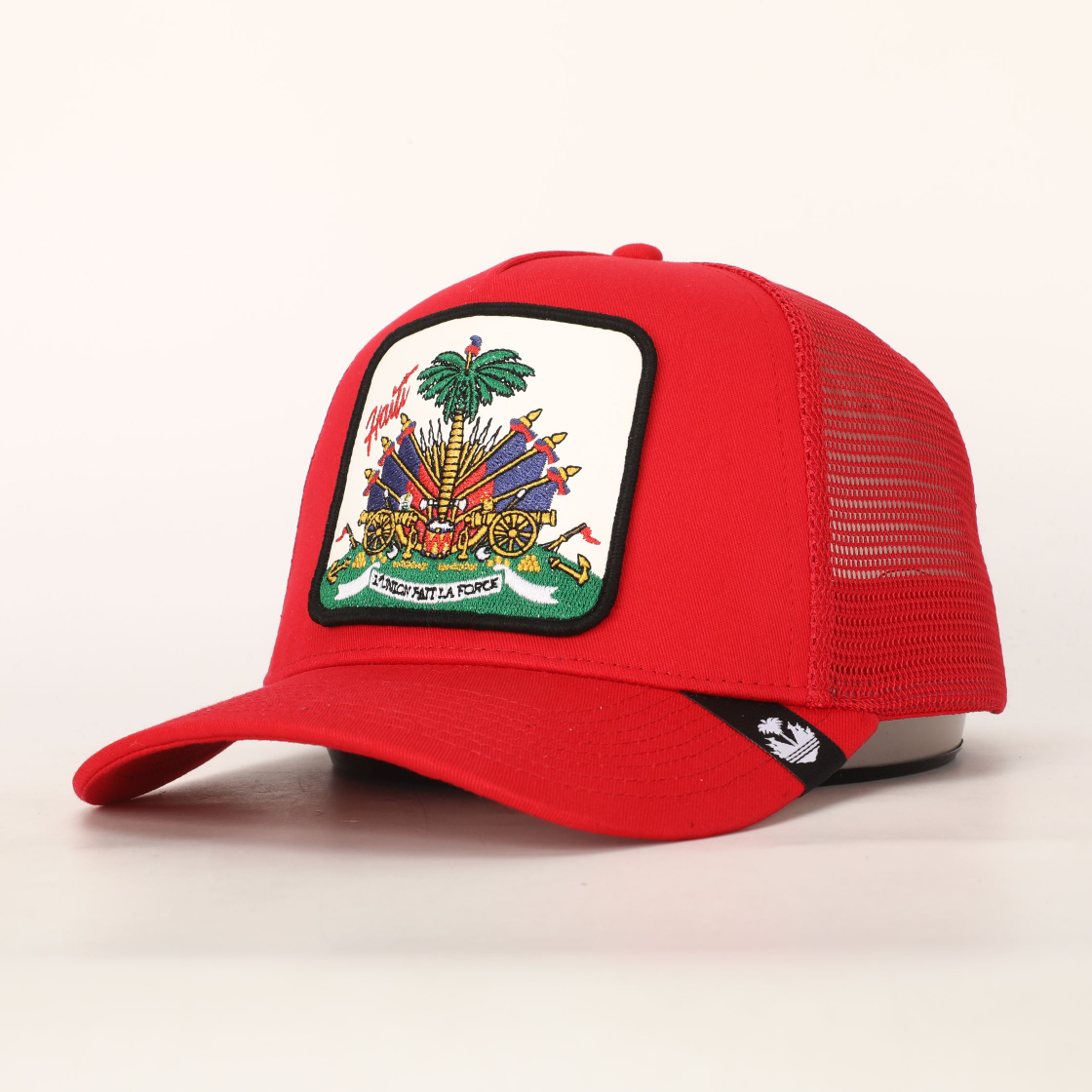 Red Haitian Crest Hat Adjustable Mesh Snapback Hat