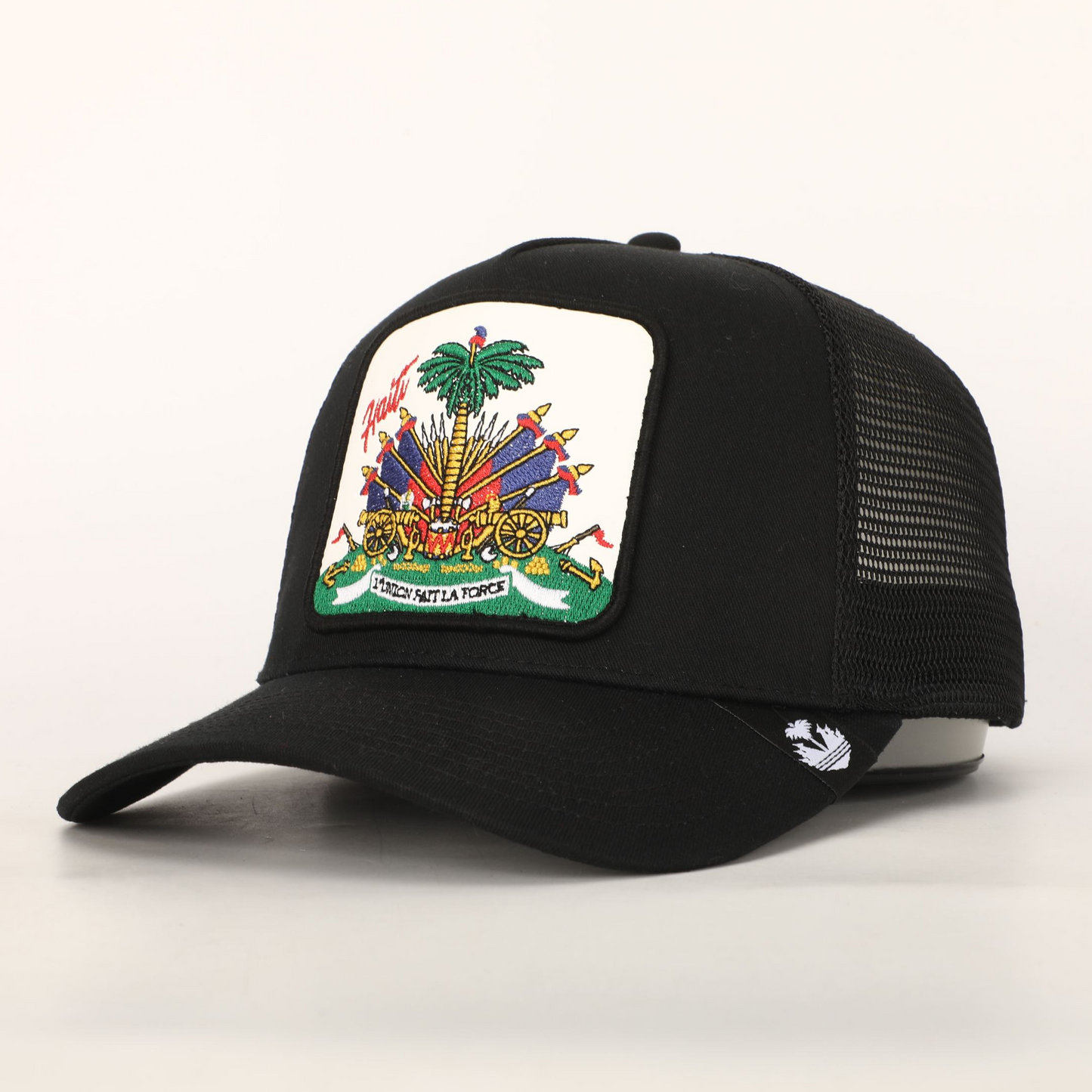 Black Haitian Crest Adjustable Mesh Snapback Hat