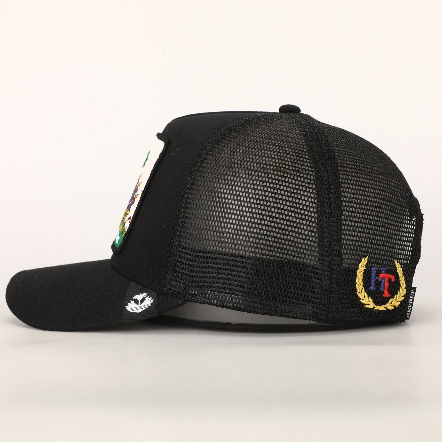 Black Haitian Crest Adjustable Mesh Snapback Hat