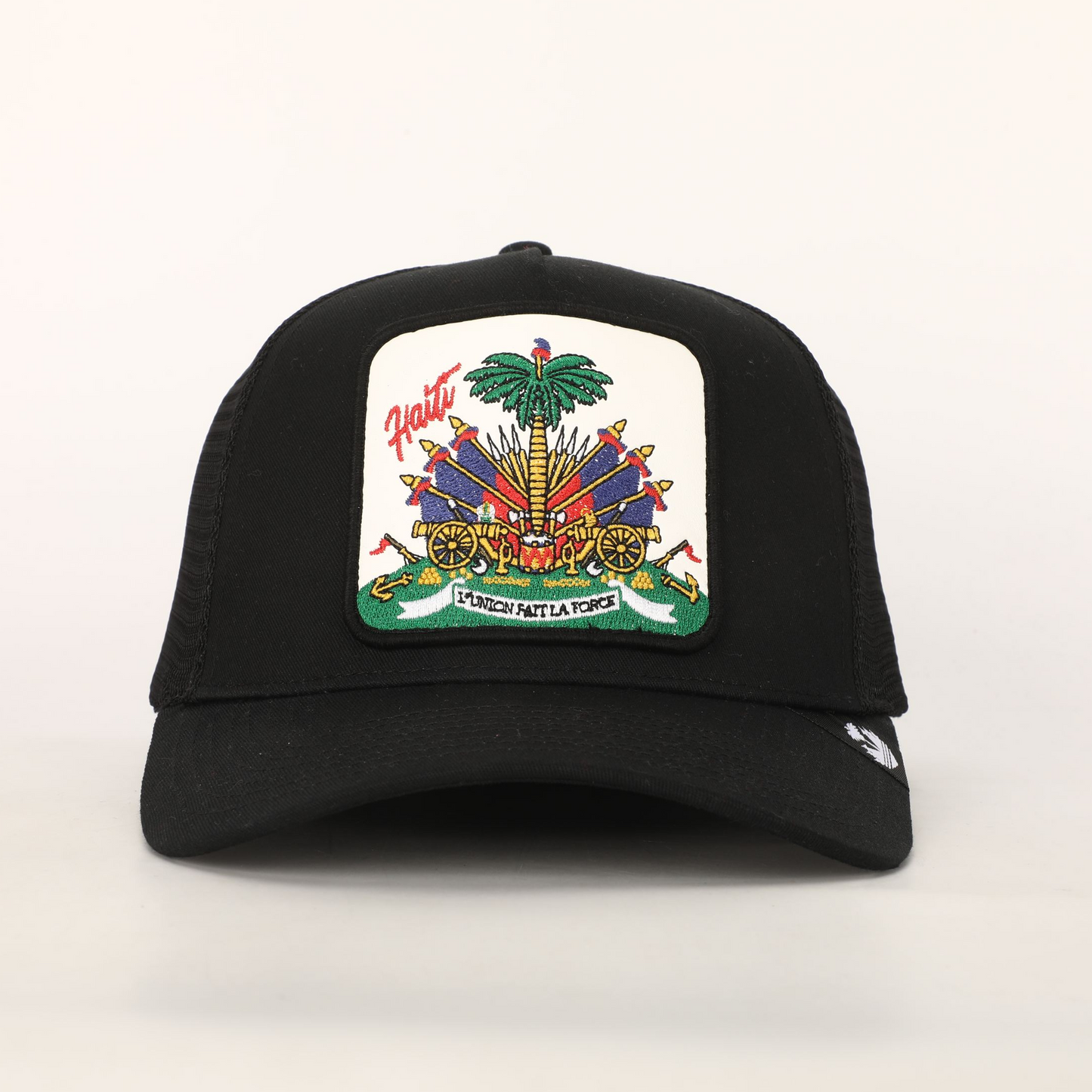 Black Haitian Crest Adjustable Mesh Snapback Hat