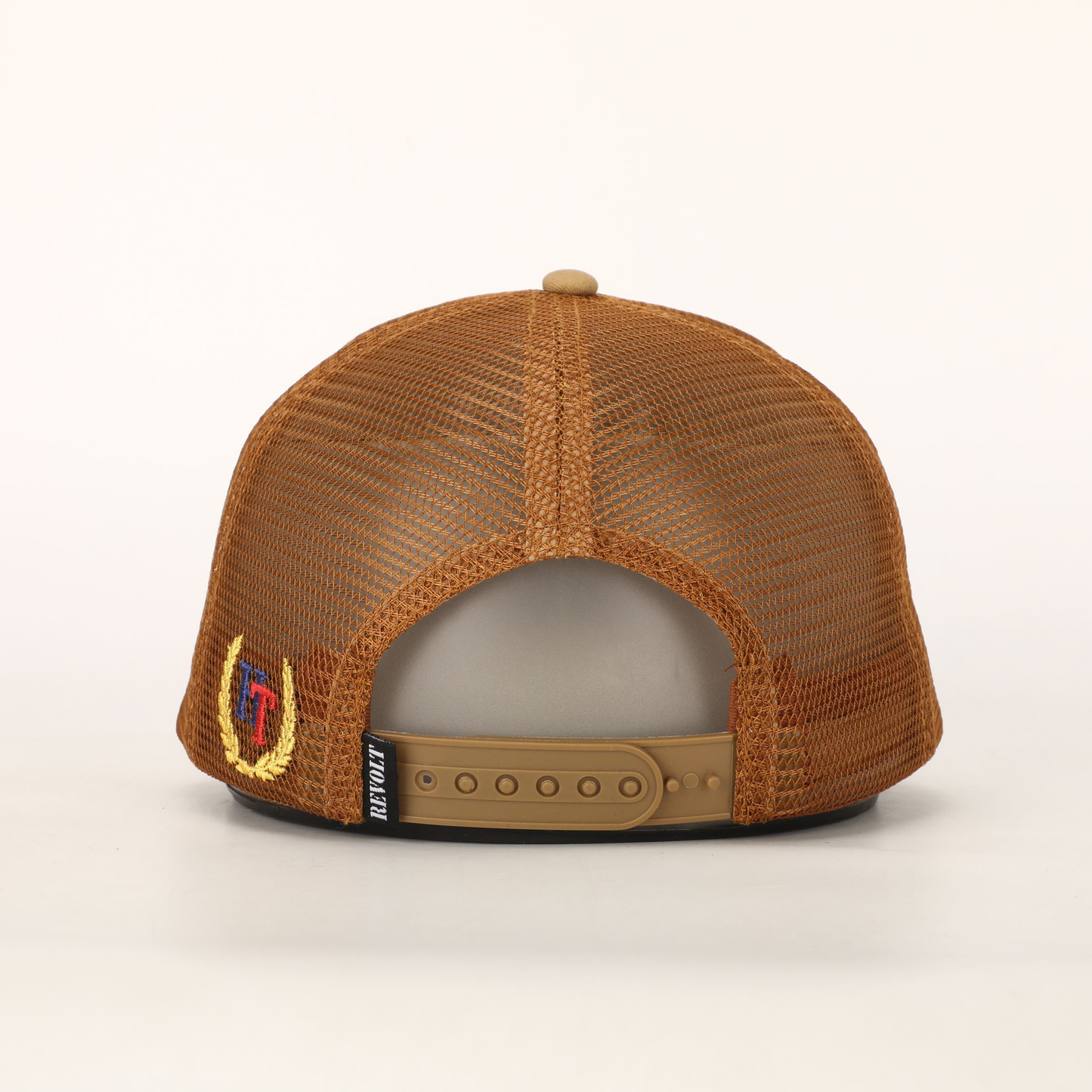 2 Tone Brown Haitian Crest Adjustable Mesh Snapback Hat